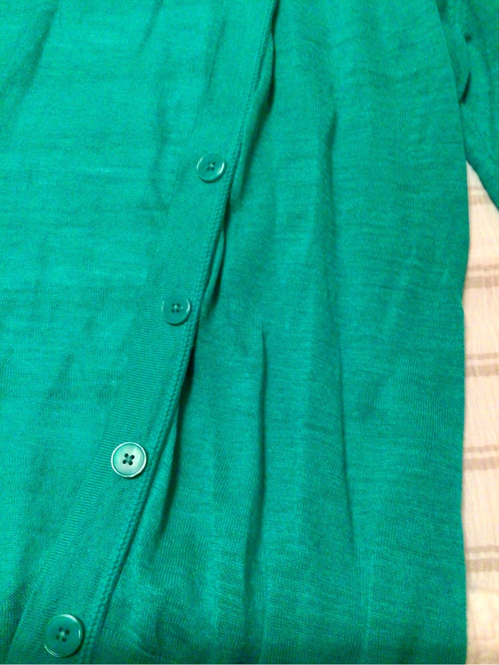 LOFT Teal Cardigan Open Front Button Detail - Picture 3 of 3